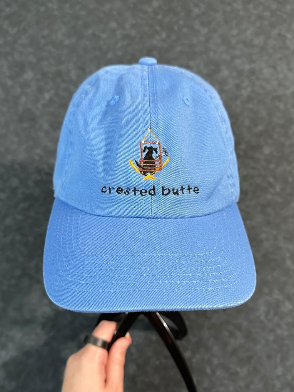 Dog Daze Crested Butte Embroidered Blue Baseball Hat Cap